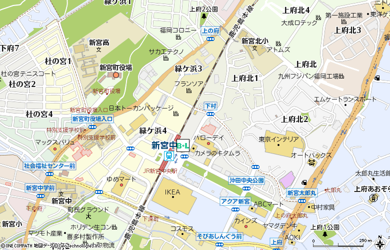 新宮中央コンタクト付近の地図